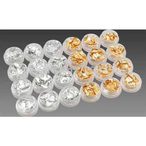 Nail Art 24 Pots Gold Silver Nail Art Foil Set Manicures