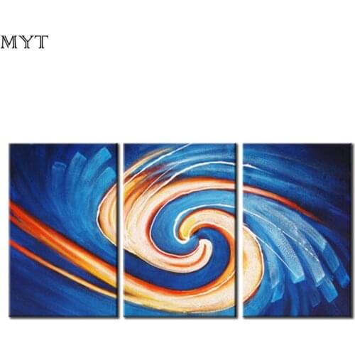 Home Decor Abstract radiation blue Pictures 3PS Oil Painting On Canvas Handmade Modular Wall Art For living Room Unframed