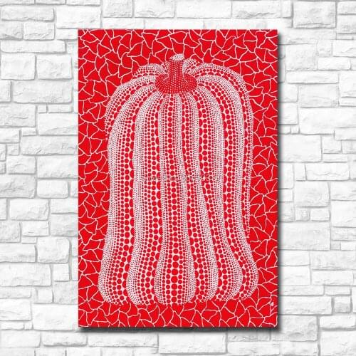 Home Decor Canvas Wall Art yayoi_kusama Red pumpkin 100%Hand Painted Oil Painting Wall Pictures for Living Room Posters Unframed