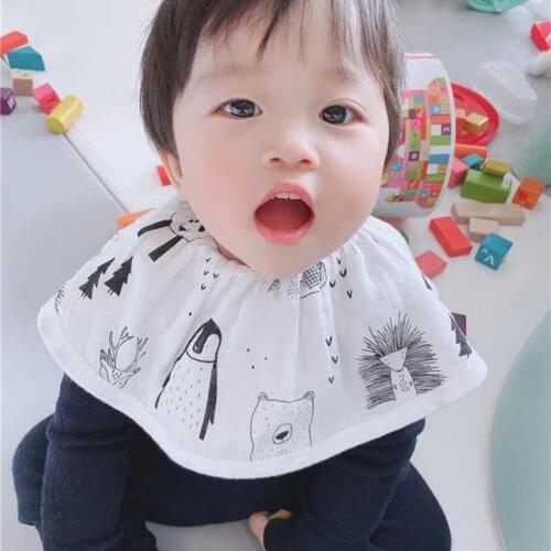 Cotton Baby Saliva Towel Toddler Boy Girl Drooling Bibs Newborn Round Smock Burp Cloths 360 Degree Rotating Baby Feeding Apron
