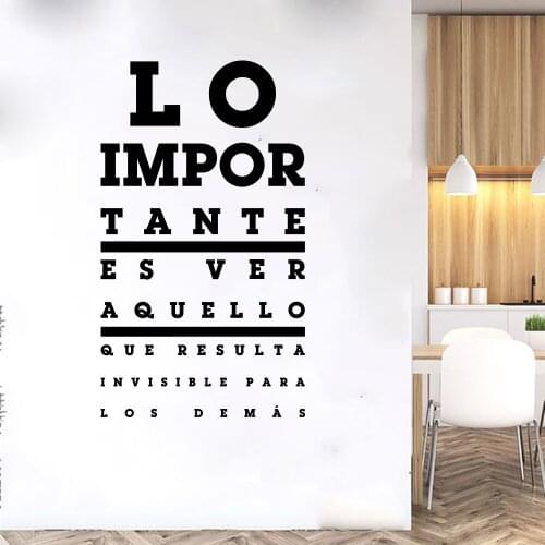 Spanish Eye Chart Words Wall Decal Optical Shop Eyechart Important Thing Is To See Inspirational Quote Wall Sticker Vinyl Decor