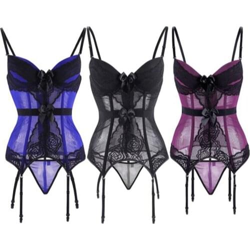 5 Colors 9 Sizes Sexy Lingerie Women Underwear Fish Boned Waist Trainer Transparent Sleepwear Corset Shoulder Strape 8144