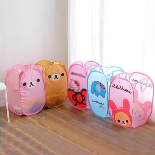 Toys Laundry Nylon Large Capacity Storage Basket Cartoon Printed Storage Basket Folding Bucket Dirty Clothes Sundry Dirty Basket
