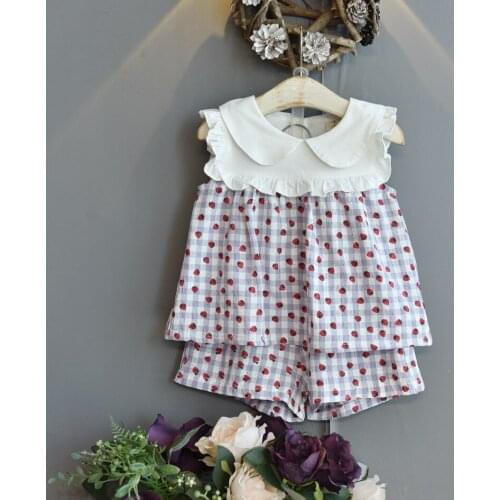 Girls' Summer Suit 2021 New Childrens Summer Doll Collar Short Sleeve + Shorts Two-piece Suit Toddler Girls Boutique Outfits