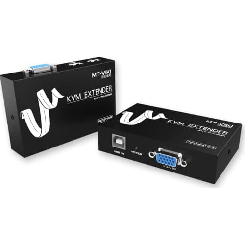 MT-VIKI KVM Extension 100M Keyboard Video Mouse Repeater Adapter VGA USB Extender via UTP CAT RJ45 LAN Cable MT-100UK-U