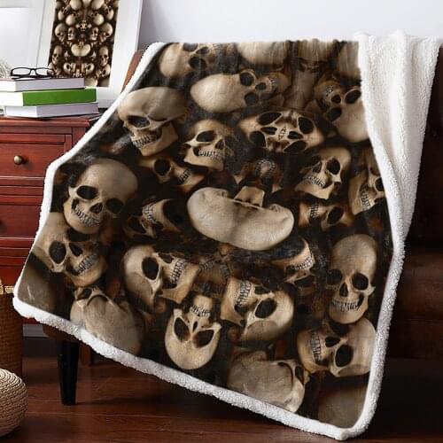 Skull Retro Texture Throw Blanket Soft Fleece Blankets Winter Blanket Portable Picnic Blankets Bedclothes