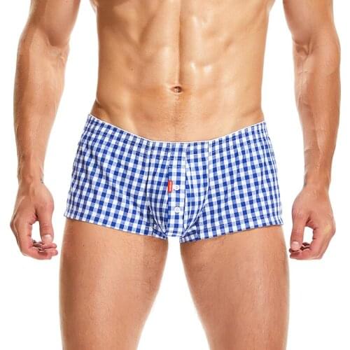 Mans underwear shorts boxers men woven sexy underpants ropa interior hombre gay plaid comfortable home calzoncillos hombre