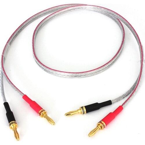 One Pair 4N oxygen-free copper audio speaker cable HI-FI high-end amplifier speaker cable Banana head cable