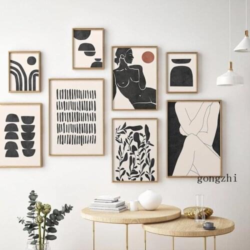 Nude Women Geometric Abstract Line Nordic Posters Neutral Canvas Painting Prints Minimalist Wall Art Pictures Living Room Decor