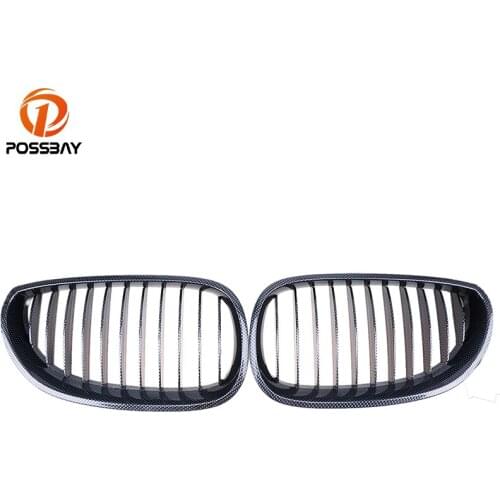 POSSBAY 2 Pcs Car Front Center Wide Kidney Hood Car Grilles for BMW 5-Series E60 Sedan/E61 Touring 520d/520i/523i/525d 2003-2010