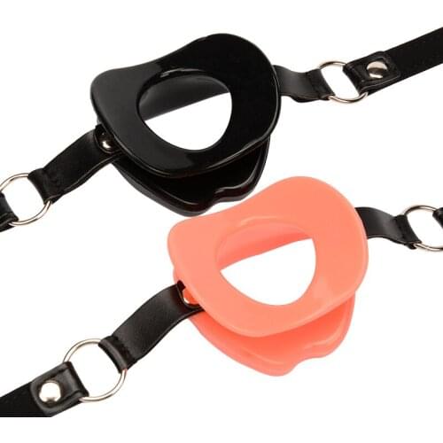 Adult Fetish Sex Products Genuine Leather & Rubber Open Mouth Gag For Woman BDSM Bondage Lips O Ring Gag Sex Toys for Couples