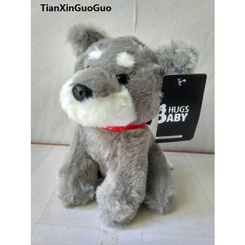 About 20cm gray Schnauzer dog soft plush toy doll baby toy Christmas gift b1952
