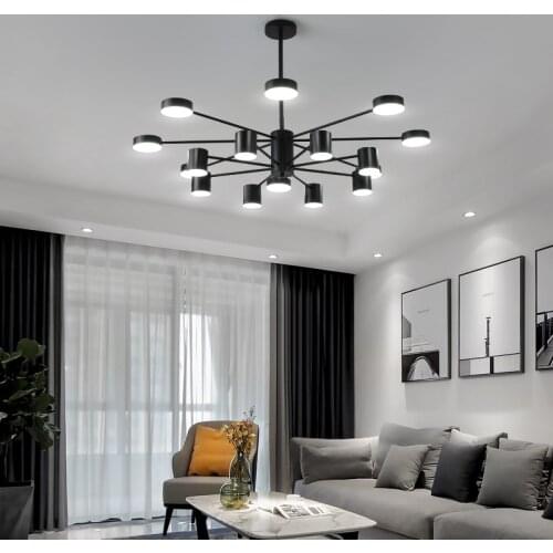 Led Chandelier Light for Living Dining Room Bedroom Ceiling Modern Nordic Pendant Lamp Black Chandelier Indoor Light Fixture
