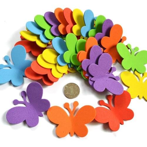T-N EVA Butterfly Flower Colorful Foam House DIY Material Wall Stickers Kindergarten Classroom Kids Learning Educational Kid Toy