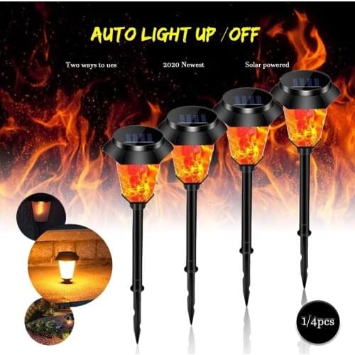 Waterproof Solar Flickering Dancing Flame Pathway Lights Dusk To Dawn Auto on/Off for Garden Patio Deck Yard