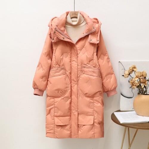 Black Glossy Long Down Jacket Women 2021 Winter Hooded Parka Loose White Duck Down Coat Windproof Rainproof Warm Outwear Parkas