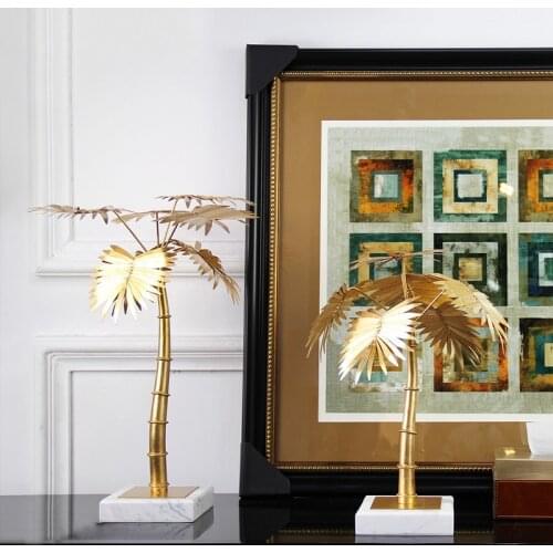 Gold Palm Sculpture Creative White Marble Crafts Gifts Modern Simple Home Decorations Coconut Tree Statues Desktop Ornament Gift