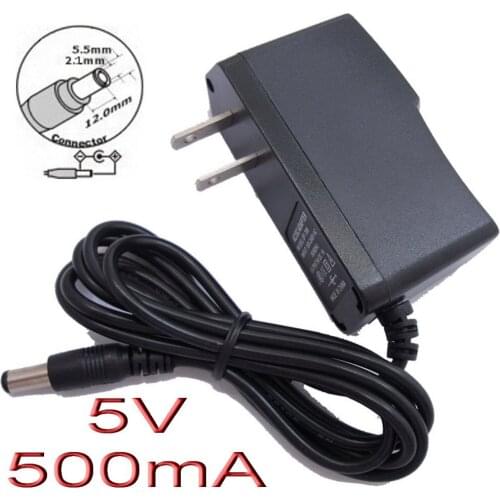 100PCS AC 100V-240V Converter Adapter DC 5V 0.5A / 500mA Power Supply US Plug AC/DC 5.5 mm x 2.1mm + DHL Free shipping