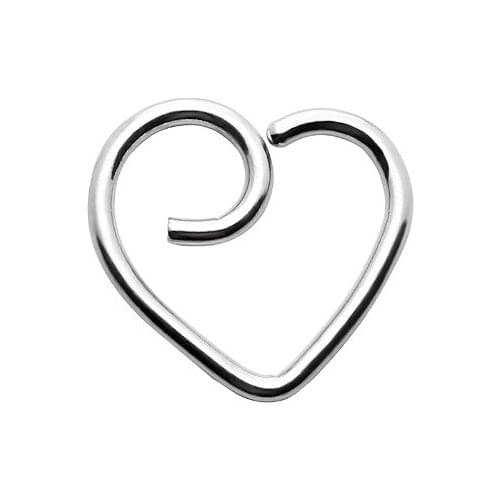 100pcs/lot Free Shipping Silver Stainless Steel Punk Heart Shape Nose Ring Earring Cartilage Helix Rings Daith Body Piercing
