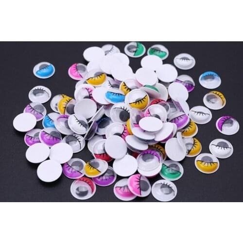 100pcs Mixed Color Self Adhesive Eyes with Eyelashes for Doll Bear Stuffed Toy DIY Craft 6mm/8mm/10mm/12mm/18mm/20mm