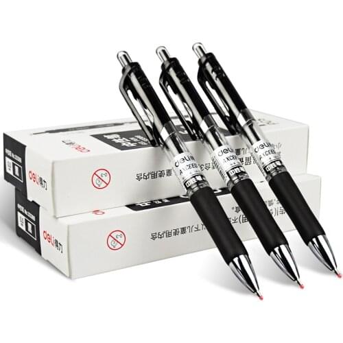 12PCS DELI 33388 Gel Pen Black Carbon Pen 0.5 Signing Pen Office Supplies Stationery
