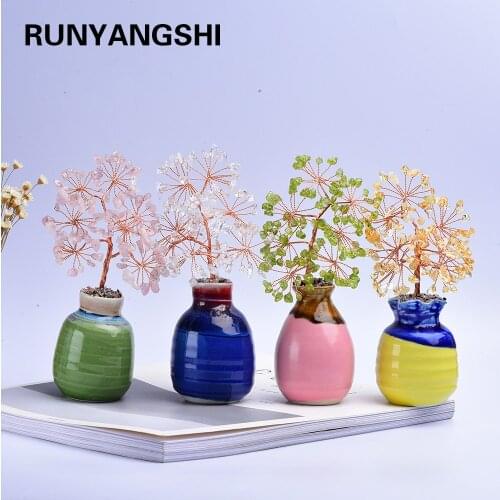 15-17cm 1PC Natural Crystal Mineral Ornaments Tree of Life Decoration Magic Repair Family Home Decoration Couple Decoration DIY