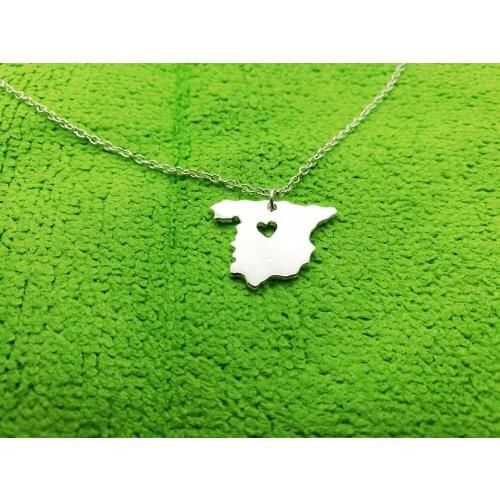 30PCS European Country Map Spain Necklace Espanha Spanish Pride I Heart Love Capital of Spain Madrid City Necklaces for Souvenir