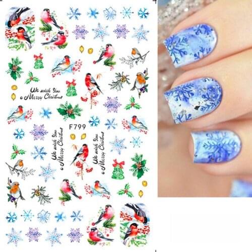 Merry Christmas 3D Nails Sticker Antler Snowflake Elk Xmas Trees Patterns Nail Art Accessories Decals for Christmas Gifts