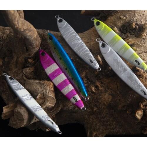 5PCS Deep Sea Fishing Zebra Glow Jigging Slow Sinking Jig Hook Lure Jigbait Spoon Baits 40/60/80/100G