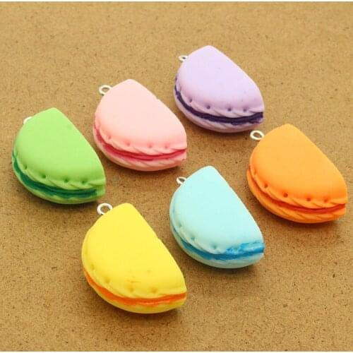 6pcs Big Size Simulation Macaroon Resin Food Charms Diy Crafts Cake Earring Keychains Necklace Pendants Mix Jewelry Accessories