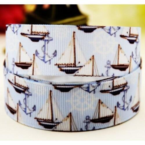 22mm 25mm 38mm 75mm Ship and Anchor Cartoon printed Grosgrain Ribbon party decoration 10 Yards X-02980