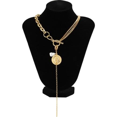 Asymmetric HipHop Rock Choker Necklace For Women Goth One Piece Long Chain Portrait Baroque Pendant Necklace On The Neck Jewelry
