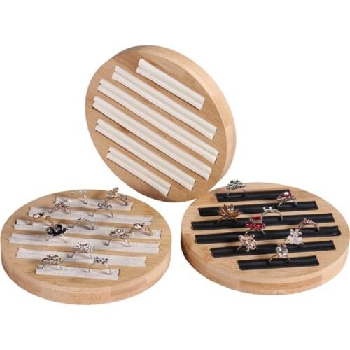 Bamboo Wood Ring Earrings Display Trays Insert Pad Showcase Jewelry Organizer Show Support Display Display Tray