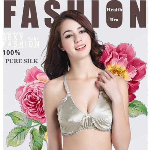 2017 Sexy Pure Silk Bra Double Faced Silk Wire Ultrathin Padded 100% Mulberry Silk Bras 75 80 85 90 95B FREE SHIPPING