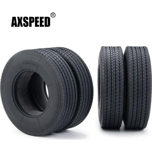 AXSPEED 22mm Width Black Front Rear Rubber Tyres Wheel Tires 3# for Tamiya 1:14 RC Trailer Tractor Truck Upgrade Parts