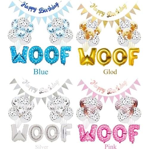 Pet Birthday Party Decoration Dog Set Letter Balloon Banner Portable Labor-saving Hand Push Two-way Pump