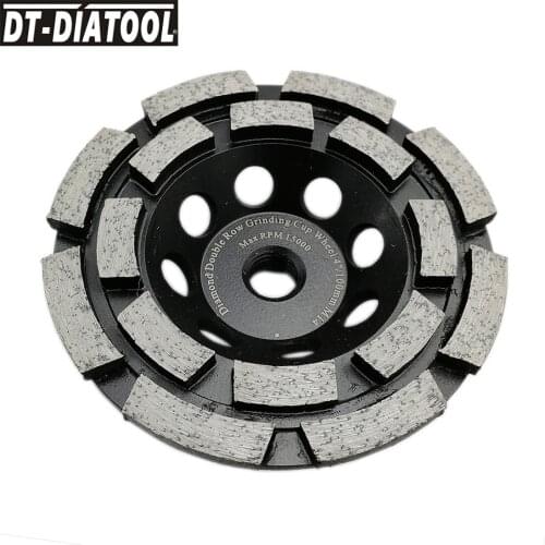 DT-DIATOOL 1pc Dia100mm Diamond Double Row Cup Grinding Wheel 4inch for Concrete Brick Hard Stone Granite Marble with M14 thread