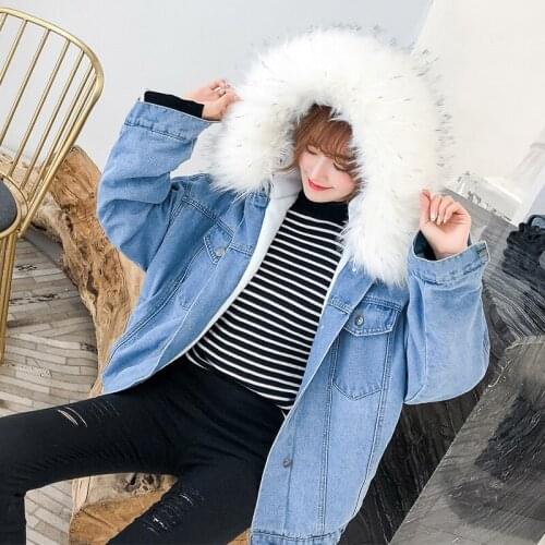Jean Jacket Spring Autumn Women Coat Denim Female Jacket 2020 Korean Clothes Thick Fur Collar Coats and Jackets Women Tops T2221