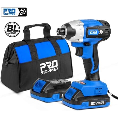20V Electric Cordless Drill Screwdriver Brushless Motor 300Nm Impact Driver with 34pcs Drill Bits Power Tool by PROSTORMER
