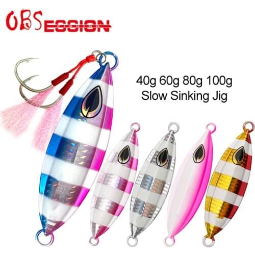 Deep Sea Slow Fall Sinking Fishing Lures 40/60/80/100g Lead Metal Flat Jigs Jigging Lure Glow zebra Tuna Rock Beach Spoon Lure