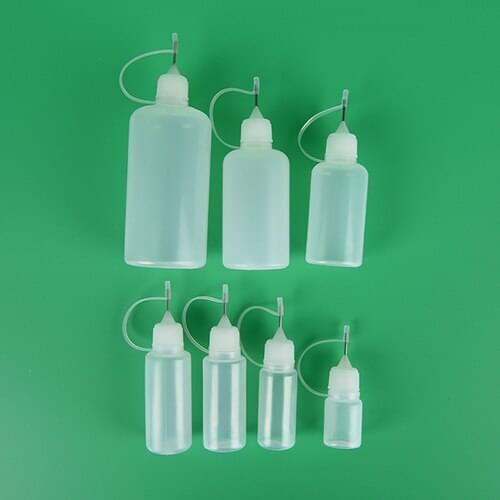Hot 1pcs Empty Squeezable Bottle Needle Tip Needle Squeeze Empty Bottle Metal Needle Cap White Plastic Dropper Bottles