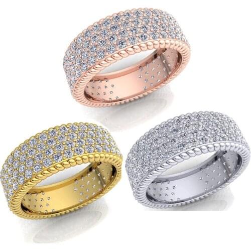 Hot Sale New Fashion Inlaid Full Rhinestone Crystal Zircon Ring for Women Party Jewelry Female Accessories