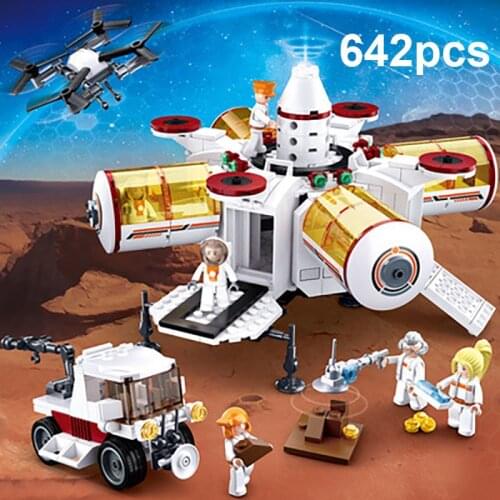 680+Pcs SLuban Mars Exploration Base Rocket Spacecraft Model Building Blocks Building Blocks Childrens Educational Toys Gift