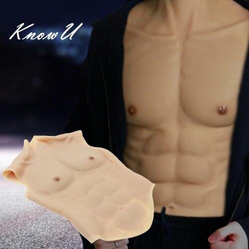 KnowU Cosplay Male Muscle Suit with Shoulders Realistic Belly Muscle Actor Silicone Upper Piece Pectoralis Crossdress