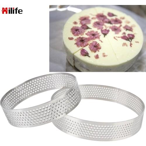 Cookies Pastry Circle Cutter Perforated Pie Ring Tartlet Cake Mousse Mould Baking Tools 6 8 10 CM Tart Mold
