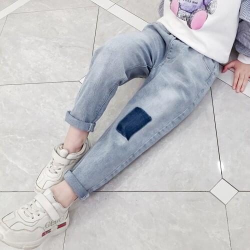 Teenage Girls Leggings Fashion Patchwork Girls Jeans Pants Autumn Children Pencil Pants Kids Baggy Trousers for 3 6 8 10 12 Year