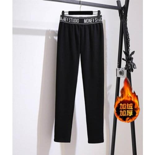 Plus size womens autumn winter velvet thick leggings 5XL 6XL 7XL 8XL 9XL high waist printed elastic waist black pants