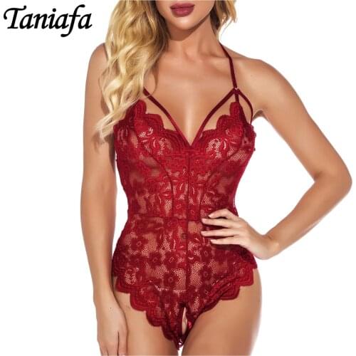 Fashion Open Crotch Lingerie Bodysuit Women Sexy Nightwear See Throug Underwear Sleeveless Sling Slim Bodysuit