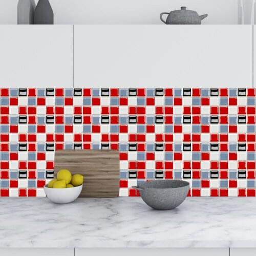 10 Pcs Mosaic Waterproof PVC Frosted Floor Tile Stickers Wardrobe Kitchen Wall Oilproof Sticker Room Home DIY Renew Decoration
