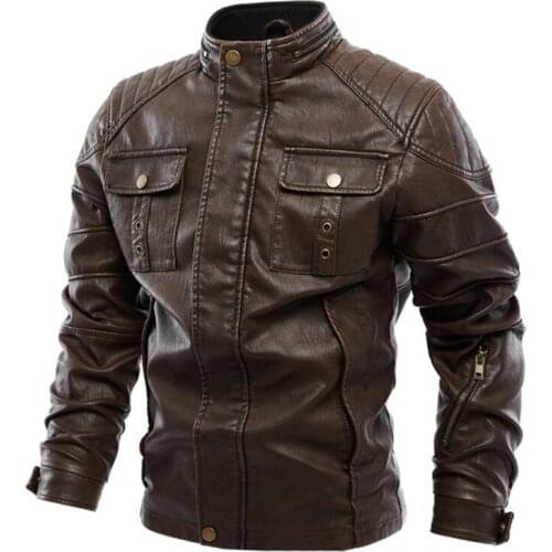 Autumn Mens PU Jacket Leather Coat Slim Fit Faux Leather Motorcycle Jackets Male Coats Fashion Brand Men Clothing